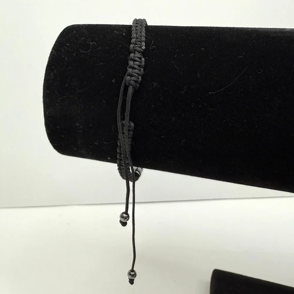 Hematite Disc Beads Bracelet Adjustable Black Macrame Band Fashion Jewelry